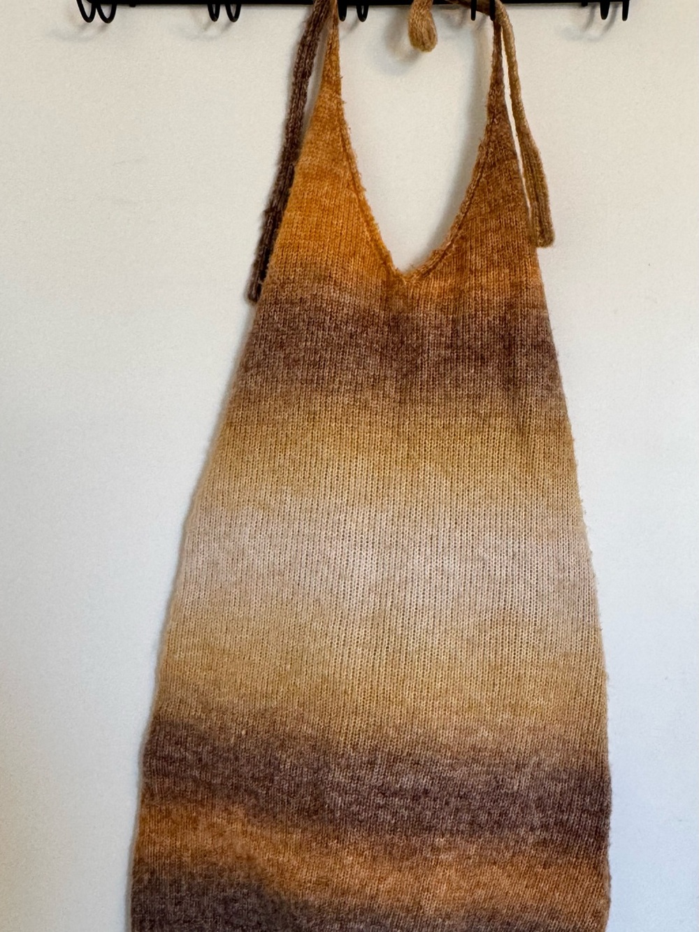 Sans Souci Gradient Knit halter Slip Dress in Brown and Camel